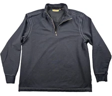 True Grit Shirt Mens M Black Dry Heavy Stitch Cotton/Lyocell Long Sleeve 1/4 Zip