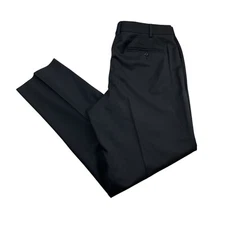 NEW Zanella Men's Devon 100% Wool Flat Front Dress Pants Black • Italy • 38x32