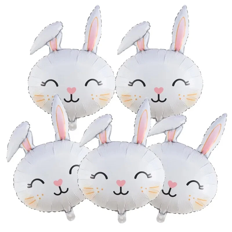 Globos de aluminio blancos lindos de 30" Feliz Pascua para niños decoración de fiesta de cumpleaños Foto 2 de 2