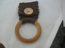 Crochet Kitchen Towel Wood Ring Holder   Gift Idea