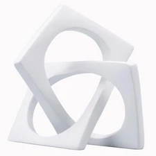 DOVDOV Geometric Cube White Knot Decorations, Geometric Sculptures, Modern Ho...