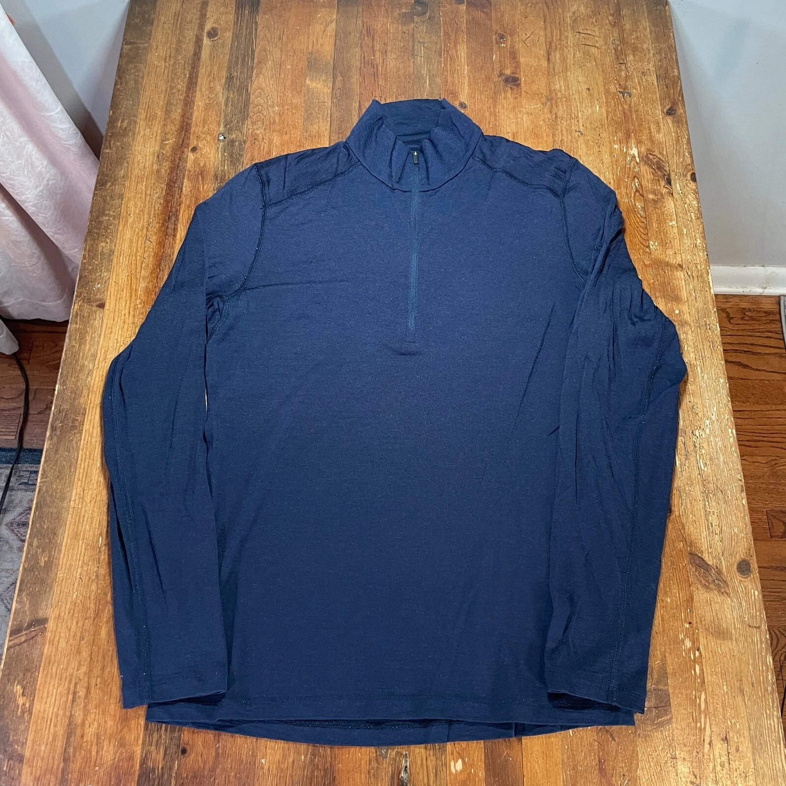 Icebreaker Merino Sweater Mens Medium Blue 200 1/4 Zip Pullover Base Layer