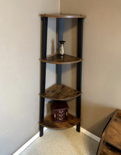 Small Corner Bookcase Vintage Industrial Furniture Tall Rustic Shelving Unit 
