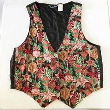 Vintage Jessica Stevens Christmas Ornaments Vest Size L/xl Black