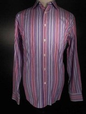 Beautiful Men's Large Bugatchi UOMO Purple Striped Long Sleeve Button Shirt GUC