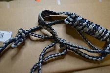 Classic Equine Braided Rope Halter with Lead Navy Grey 