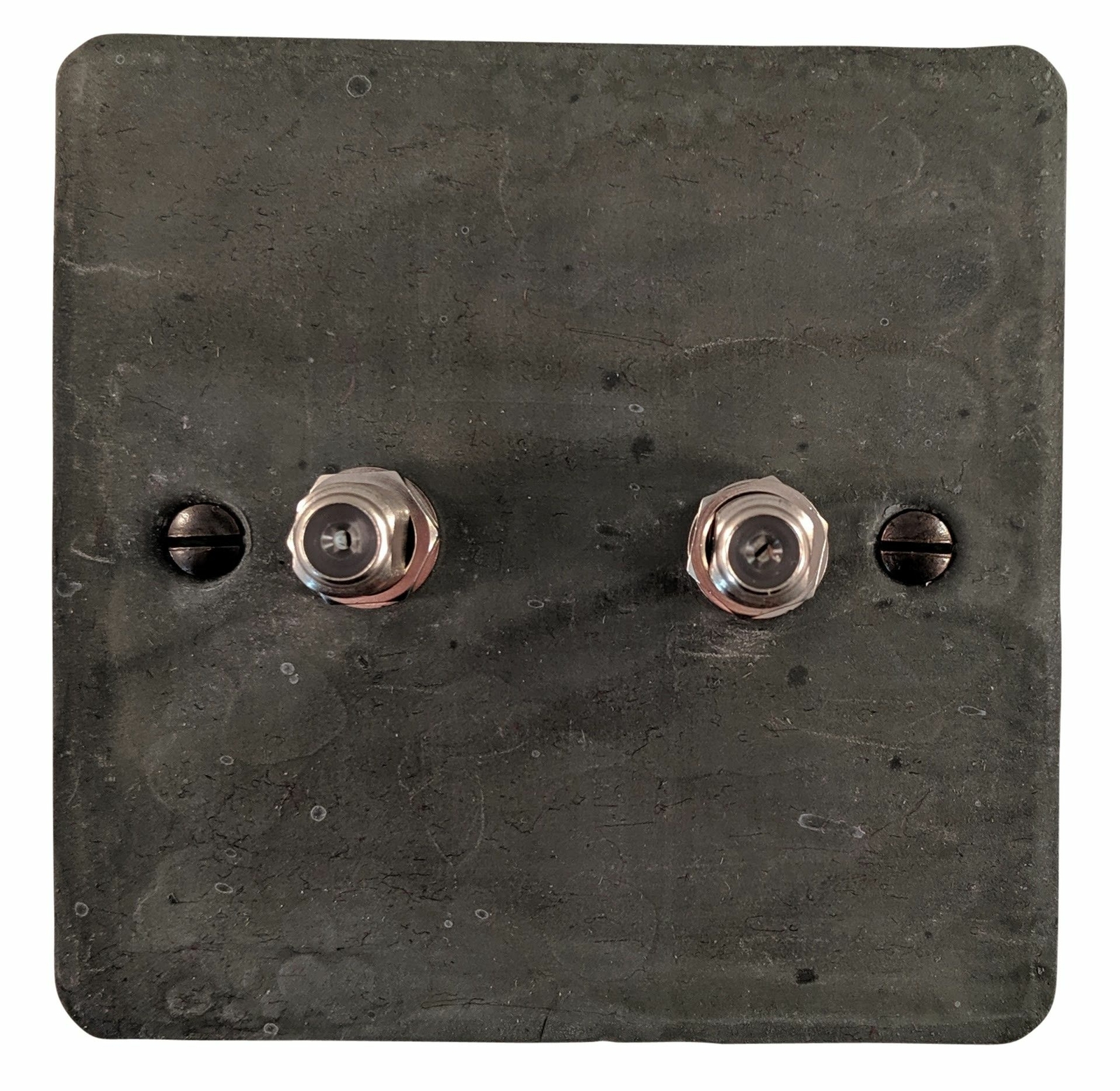 G&H FRP237 Flat Plate Rustic Pewter 2 Gang Satellite Socket Point
