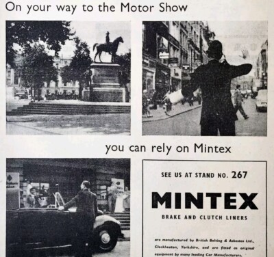 1954 Mintex Brakes Earls Court Advertisement Motor Show Automobilia DWPP10