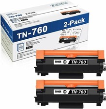 2PK TN760 HIGH YIELD Toner for Brother MFC-L2710DW HL-L2395DW HL-L2390DW TN-760