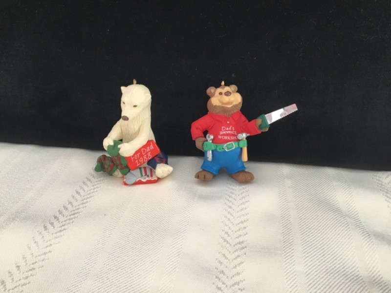 Lot of 2 1988 & 1993 hallmark DAD  Christmas Ornaments  (H81)