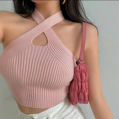 Summer Tank Top for Women  Knitted Bustier Solid Color Trendy Basic Slim Fit...