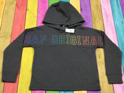 Gap Kids Girls X-Small (4-5) Gray Rainbow Colored Logo Hoodie - Main Image