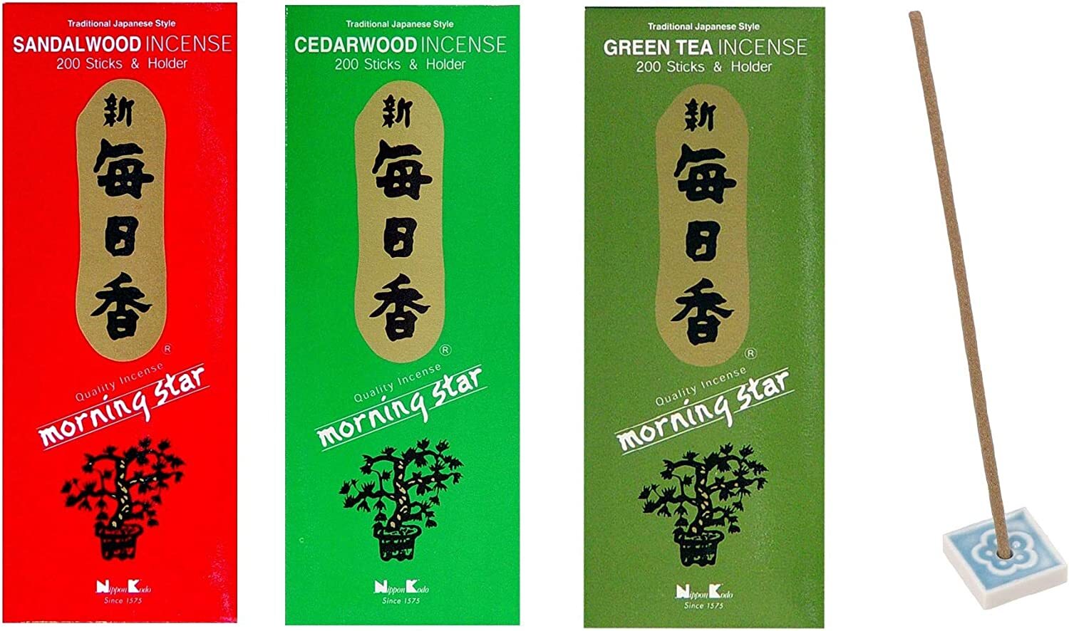 Set 3 Scatole Incenso Morning Star Nippon Kodo 200 Bastoncini Yoga