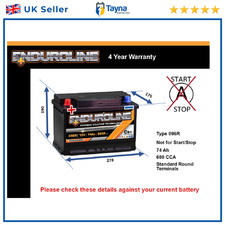 Battery fits CADILLAC SEVILLE ESCALADE 4.6 5.7 6.0 6.2 98 to 14 096R 680A 74Ah