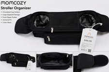 Momcozy Black Stroller Organizer w/ 2 Insulated Cup Holders, Zippered Storage