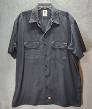 Dickies Black Button Up Mens Work Shirt Mens Size XL Short Sleeve