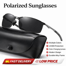 Men Aluminium HD Polarized Photochromic Sunglasses Driving Chameleon Sun Glasses