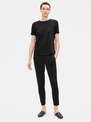 Eileen Fisher System Organic Cotton Slub Elbow-Sleeve Tee PM