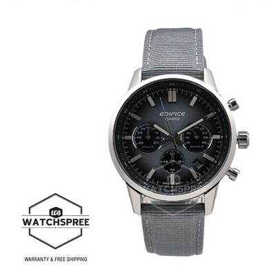Casio Edifice Lineup Chronograph Grey Leather/Cloth Strap Watch EFR-575C-8A