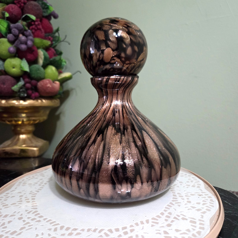Vtg Murano Hand-blown Aventurine Art Glass Carafe/Jumbo Perfume/Cover Jug