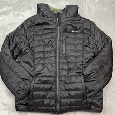 Eddie Bauer Puffer Coat Reversible Fleece Line Boy Large 14-16 Hooded Black Camo