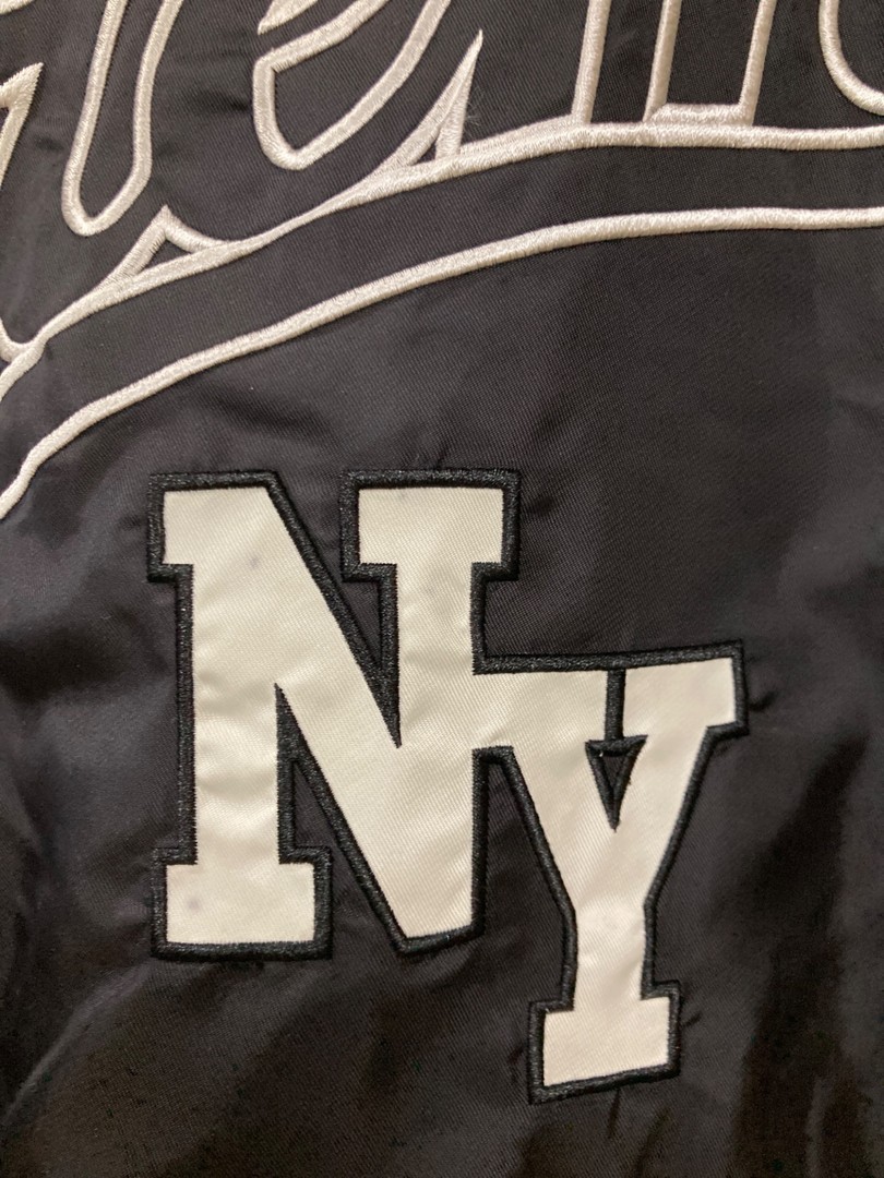 SUPREME Contrast Script Varsity Jacket Black Nylo… - image 4