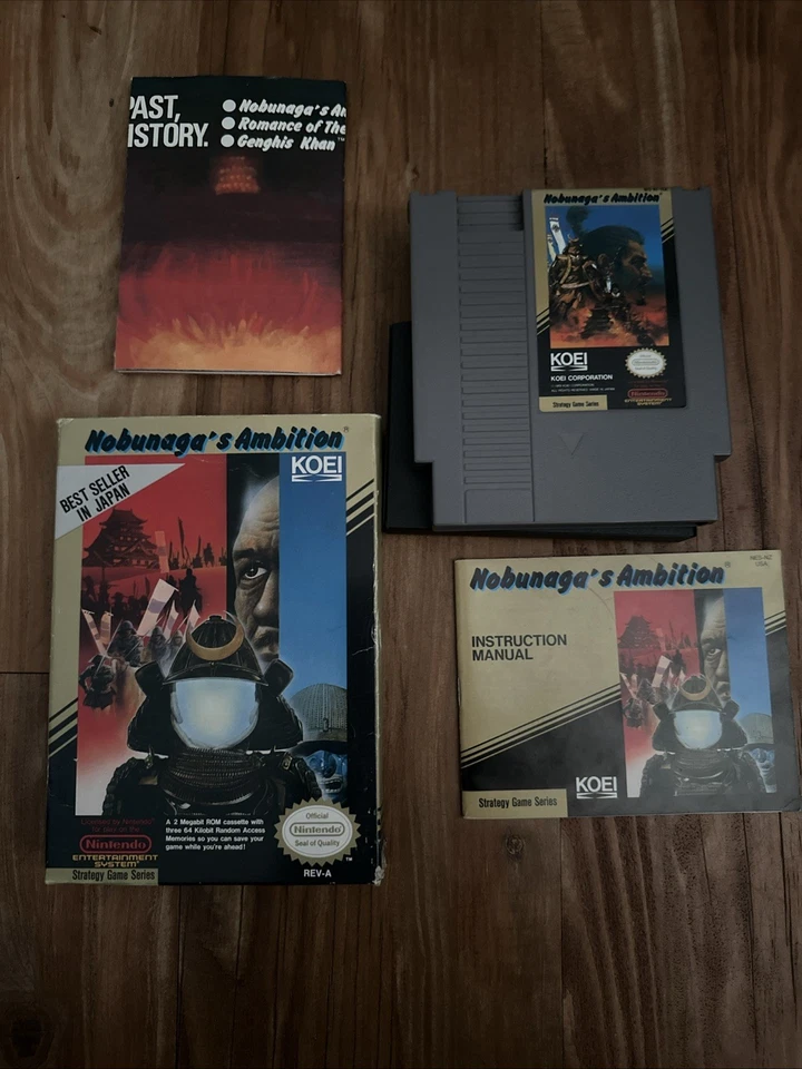 NINTENDO NES NOBUNAGA'S AMBITION KOEI COMPLETE W/ BOX & INSTRUCTIONS & Poster - Image 2 of 4