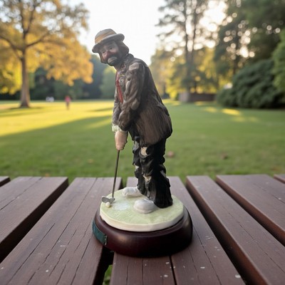 Emmett Kelly Jr. Signed Golfer Clown Figurine Signature Collection Base