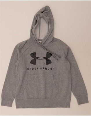 UNDER ARMOUR Damen Oversized Grafik Hoodie Pullover UK 6 XS Grau Baumwolle BG05