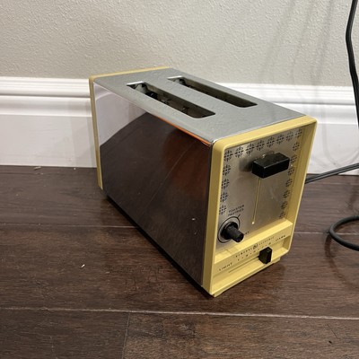 Vintage General Electric Toaster GE Chrome Yellow Mid Century Modern Works