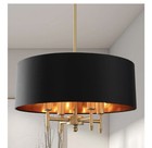 Black Drum Chandelier Gold Drum Shade Chandelier 4-Light Modern Linen...