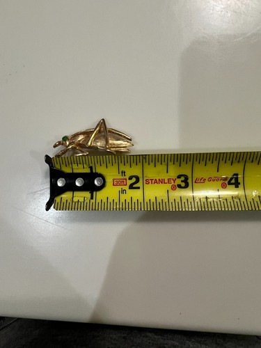 Vtg Marcel Boucher Grasshopper Brooch 0815P Figural Insect Gold Tone Green Eye - Picture 11 of 12