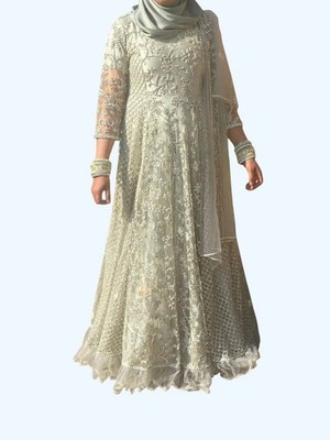 green emerald velvet dress Soft Sage Green Tulle Lehenga Choli and Belt with a Blush Pink Dupatta