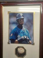  Ken Griffey Jr Shadow Box Signed 8x10 Photo W/ Autographed baseball with COA's