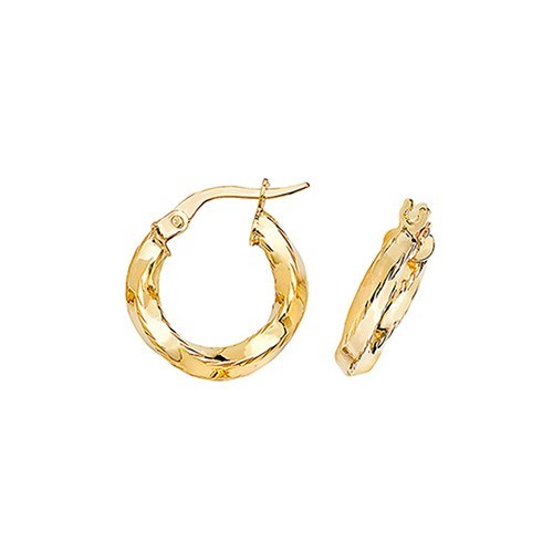 Pendientes Aro Trenzado Oro Amarillo 9ct, Sellados 10mm-40mm