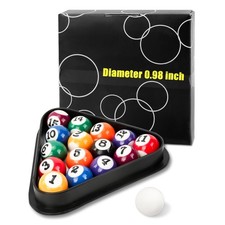 16Pcs 25mm/0.98in Mini Billiard Balls Set with Triangle Ball Rack
