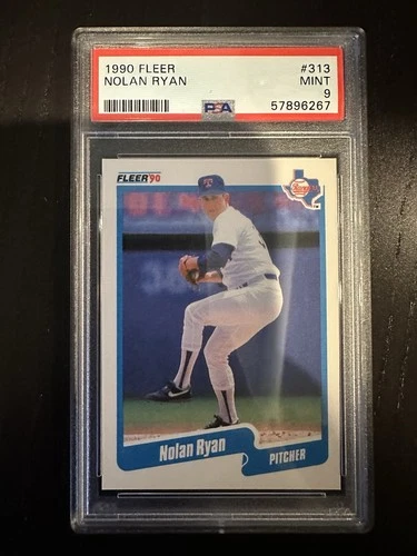 1990 FLEER #313 NOLAN RYAN RANGERS HOF PSA 9