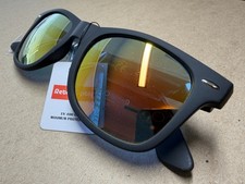 80s Style Classic Square Retro Sunglasses Black Frame Multicolor Mirror Lens