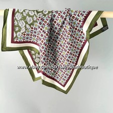 Sallys Boutique 16 Momme Twill Silk Flowers Print Double Face Necktie Scarf 26"