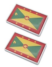2 Pcs 3D Grenada Grenadians Flag Metal Car Stickers Chrome Decals,2.3 x 1.6