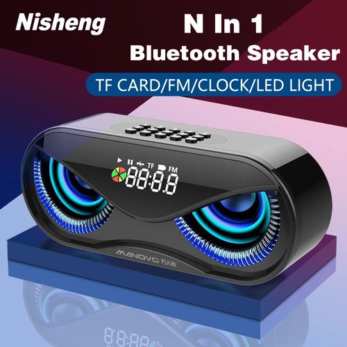 M6 Owl Bluetooth Speaker LED Flash FM Radio Alarm Clock TF Card AUX USB