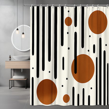 Modern Black and Brown Shower Curtain with Striped Design