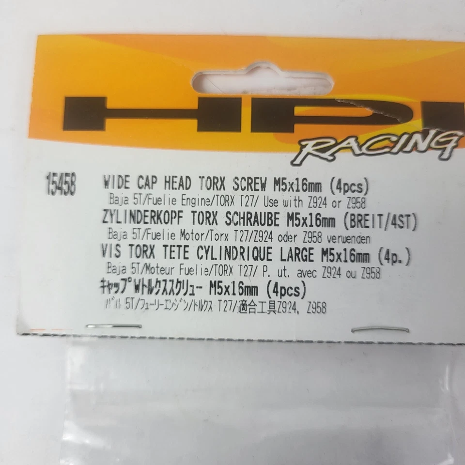 HPI Racing Wide Cap Head Torx Screw M5x16mm 4 pcs Part Number 15458 Baja 5T New - Image 2 of 2