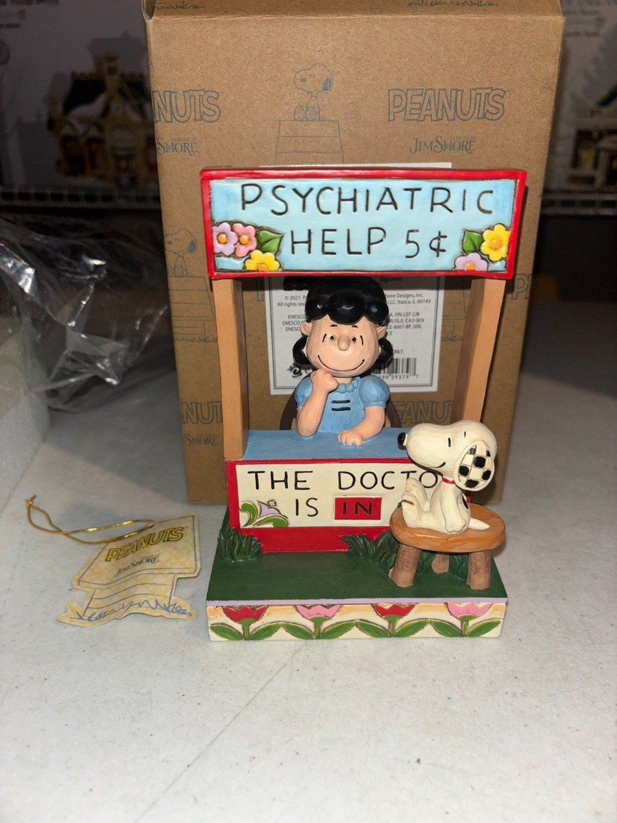 Jim Shore Peanuts Lucy the Doctor is In Statue Snoopy Chaser