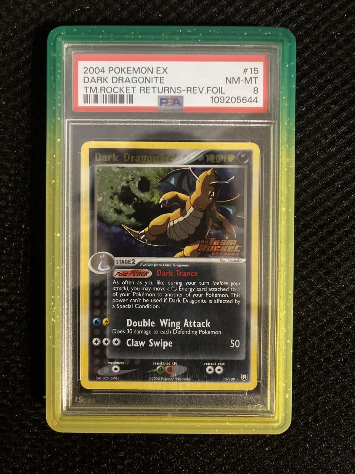 Pokémon Dark Dragonite 15/109 PSA 8 EX Team Rocket Returns Reverse W/ Guard!