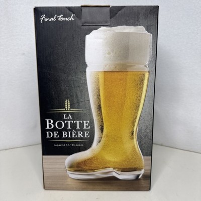 Final Touch Das Beer Boot Thick Clear Glass 1 Liter NEW IN BOX