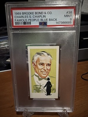 CHARLES S. CHAPLIN 1969 BROOKE BOND & CO. Famous People-Blue Back #38 PSA 9 Mint