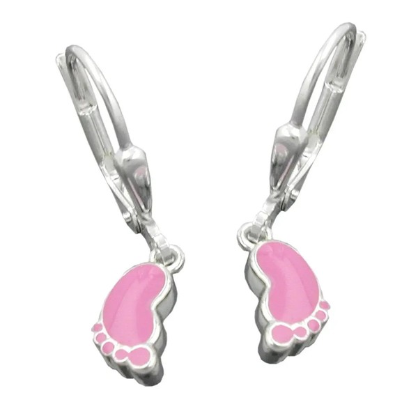Ohrbrisur OhrhäNger Ohrringe 23X5Mm Fuß Rosa Lackiert Silber 925 | Gallay-image
