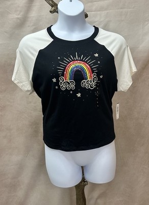 NWT Torrid Black & White Vintage Style Jersey w/Rainbow & Sequins Plus Size 1