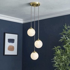 Harbour Studio Lucie 3 Light Pendant Ceiling Light Satin Gold Confetti Glass